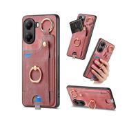 (For Xiaomi Poco X7 Pro,Pink)Retro Skin-feel Ring Card Bag Phone Case with Hang Loop