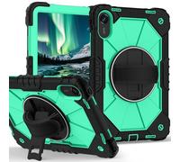 for Xiaomi Redmi Pad 2 11 inch 2025 Shockproof Heavy Duty Case Hybrid Silicone Cover with 360° Rotating Stand, Anti-Scratch Silicone PC Armor Adjustable Shoulder/Wrist Straps(Ye?il)
