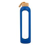 for you Bouteille durable blue moon | 1000 ml en verre avec étui en silicone et résistante au lave-vaisselle | Bouteille d'eau de 1 litre étanche avec couvercle en bambou | 100 % sans BPA | adaptée de