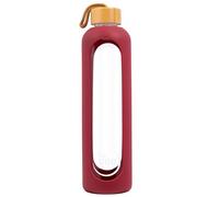 for you Bouteille durable red berry | 1000 ml en verre avec étui en silicone et résistante au lave-vaisselle | Bouteille d'eau étanche 1 litre avec couvercle en bambou | 100 % sans BPA | adaptée de