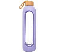 for you Gourde durable violette Blossom | 750 ml en verre + silicone | Passe au lave-vaisselle | Bouteille d'eau anti-fuite de 0,75 l avec couvercle en bambou | 100 % sans BPA | Convient pour une