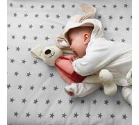 For-your-Little-One Lot de 2 draps-Housses en Jersey 100 % Coton pour lit d'enfant Motif étoiles Gris 140 x 70 cm