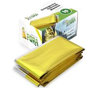 Fora Couvertures Thermiques d'urgence - Kit de Survie avec 10 unités, 160 x 210 cm, Double Face, doré/argenté, Ultra légères et compactes