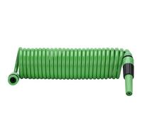 Fora Tuyau en Spirale Extensible 7,5 m - Matériau EVA Résistant - Pistolet d’Arrosage Réglable - Inclus 2 Raccords Rapides 3/8", Adaptateur de Robinet - Couleur Vert