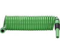 Fora Tuyau spiralé extensible 7,5 m - Matériau EVA durable - Pistolet d'arrosage réglable - Comprend 2 raccords rapides 3/8" Adaptateur de robinet - Vert