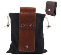 Foraging Bag 8.5x7.9 Inch Foldable Portable Drawstring Belt Pouch Multi-Use Canvas Pouch Harvest Bag for Travel, Camping, Hiking, Hunting, Black