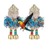 Foraging Bird Toys - 7.87 Inch Shredding Enrichment Balls for Stimulating Play, Chewing and Exercise with Parrot, Pet Bird Toy for Cockatoo, Canary, Lovebird, Finch, Grass Ball, Metal, Cage Use