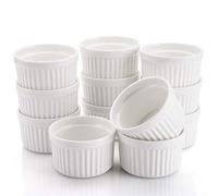 Foraineam Lot de 12 ramequins en porcelaine, 118 ml, plats à soufflés, desserts, crèmes, pâtisseries, pour pâtisserie, cuisine, service