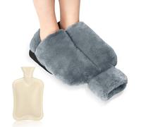 Forbabe Bouillotte 2 en 1 - Chauffe-pieds sans électricité - 2 l - Grande bouillotte chaude pour l'hiver - Avec housse - Pour la maison, le bureau et l'extérieur (30 x 33 cm)