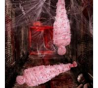 Forbabe Lot de 2 accessoires de cadavres d'Halloween effrayants - Décoration d'Halloween - Sac cadavre suspendu avec poupée gonflable de 150 cm - Tissu - Toile d'araignée - Pompe à air