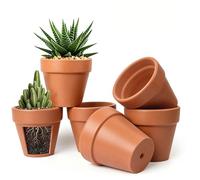 Forbabe Lot de 6 pots de fleurs en terre cuite 12 x 10 cm - Petits pots en argile avec trou de drainage - Pot de fleurs respirant - Pour chambre, bureau, intérieur et jardin