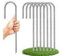 Forbabe Lot de 8 piquets d'ancrage au sol pour trampoline, 30 cm, acier | Protection contre les tempêtes, piquets de tente résistants aux tempêtes, fixation de trampoline en forme de J