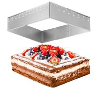 Forbabe Moule à gâteau rectangulaire, 8 cm de haut, en acier inoxydable, cadre de cuisson rectangulaire, réutilisable, cadre de cuisson rectangulaire, réglable avec graduation pour pâtisserie/gâteaux