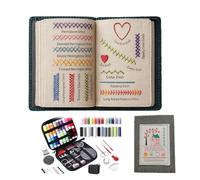 forbany Le Looma Book - Le Carnet De Broderie Adapté À Tous, Comprenant Un Assortiment De Fils De Coton Colorés, D'Aiguilles Et De Tissu À Broder Réutilisable