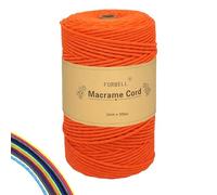 FORBELL Fil de coton pour macramé - 2 mm x 300 m - Fil de coton de qualité supérieure - Pour bricolage, artisanat - Orange - 2 mm x 300 m