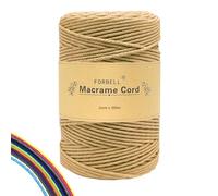 FORBELL Fil de coton pour macramé - 2 mm x 300 m - Fil de coton de qualité supérieure - Pour bricolage, artisanat - Marron clair - 2 mm x 300 m