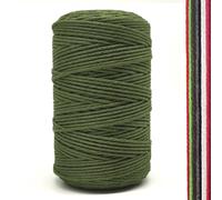 Forbell Fil de Coton pour macramé, 2 mm x 300 m, pour Bricolage, Artisanat (Vert armée (2 mm)
