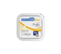 Force 10 Humide Chat Diet Seulement Poulet, aliment complet monoprotéique pour chats de toutes tailles et races | 12 boîtes de 100 grammes chacune.