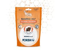 Force 10 Snack Chien Sensitive Saumon, collations pour chiens adultes de toutes tailles et races, favorise le bien-être de la peau et du pelage | 3 paquets de 80 grammes chacun.