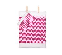 Force Kids Parure de lit uni blanc et chevron Magenta