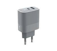 Force Power - Adaptateur Secteur - Gan, 30 W + 12 W - 45 Watt - Pd - 2 Connecteurs De Sortie (24 Pin Usb-C, Usb) - Gris