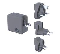 Force Power - Adaptateur secteur - technologie GaN - 65 Watt - PD - 3 connecteurs de sortie (USB, 2 x USB-C) - gris