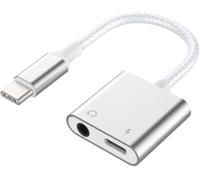 Force Power Adaptateur audio Lite USB-C 100W PD vers jack 3,5mm + charge USB-C, Blanc, Garantie à vie