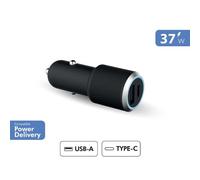 Force Power Lite - Adaptateur d'alimentation pour voiture - 12 W + 25 W - 37 watt - PD - 2 connecteurs de sortie (USB, USB-C) - noir