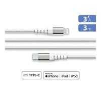 Force Power Lite - Câble Lightning - 24 pin USB-C mâle pour Lightning mâle - 3 m - Certifié MFI - blanc - plastique recyclé à 100 %