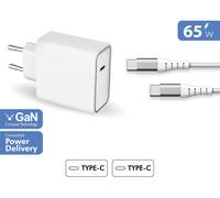 Bigben Connected Adaptateur secteur Force Power Lite – GaN 65W PD avec câble USB-C renforcé, blanc