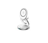 Force Power - Support de chargement sans fil - 3 en 1, pliable - 15 Watt - blanc