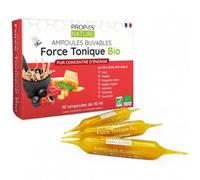 Force Tonique - 7 actis énergisant - Guarana, Ginseng, Acérola, Miel, Gelée Royale, Pollen, Propolis - 10 ampoules de 10 ml - Fabrication fançaise - Certifié Bio - PROPOS'NATURE