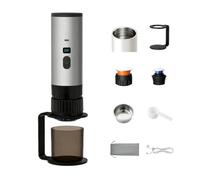 ForceAero Machine à expresso portable, sans fil, rechargeable, haute pression de 15 bar, compatible avec café moulu et capsules, affichage numérique, chauffage électrique, design compact de voyage