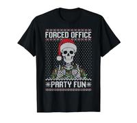 Forced Office Party Fun Christmas Work Party Squelette Noël T-Shirt Graphique avec Valeur, Homme, Noir, L