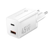 Forcell Chargeur Secteur 45W USB / USB-C PD / QC 4.0 Ulta-Compact GaN III Blanc