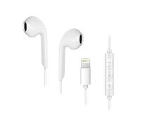 Forcell Ecouteurs stéréo intra-auriculaires pour Apple iPhone Connecteur iPhone 8 broches garantit un grand confort d'utilisation Blanc