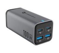 FORCELL GaN Chargeur de bureau 100W 2x USB-C + 2x USB-A Gris