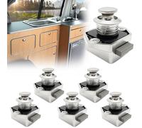 Forcenat 6 Pièces Verrou Bouton Poussoir Placard Caravane, Bouton Poussoir Camping Car, Bouton Poussoir Tiroir Camping Car, Verrou Bouton Poussoir, Loquet de Verrouillage de Porte sans Clé (Argenté)