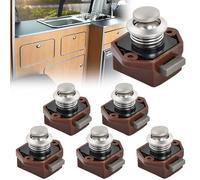 Forcenat 6 Pièces Verrou Bouton Poussoir Placard Caravane, Bouton Poussoir Camping Car, Bouton Poussoir Tiroir Camping Car, Verrou Bouton Poussoir, Loquet de Verrouillage de Porte sans Clé (Marron)