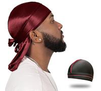 ForceWave Silky Durag Casquette ondulée en satin pour homme et femme 360 Wave, bordeaux, One Size-M