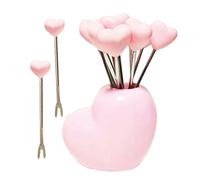 Forchettine Da Antipasto Cuore Fragola Acciaio Mini Spiedini Con Supporto Set de 2 ustensiles Da Cucina Per Insalata Frutta Dessert Salumi | Riutilizzabili Decorazione Tavola Festa Casa