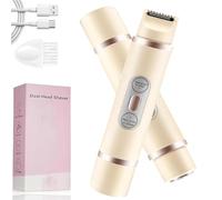 Forcipower Comfort 2 in 1 Electric Lady Shaver, Double-Headed Bikini Trimmer Women Electric Shaver for Facial Face Underarm Leg (Beige)