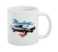 Ford 1970 Mustang Tasse à café en céramique - Tasses cadeaux fantaisie pour café, thé et boissons chaudes, 325 ml, blanc