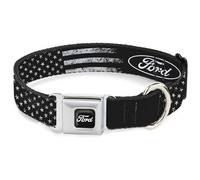 Ford Collier pour chien avec boucle de ceinture de sécurité en métal ovale Americana Noir Blanc 40,6 à 58,4 cm de large