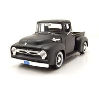 Ford F-100 Pick Up 1956 Noir Mat Avec Pneus à Flancs Blancs Modèle 1:24 MotorMax