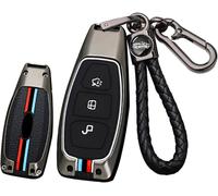 Ford Kuga Focus Mk3 Mk4 Mondeo Fiesta Titanium Ecosport Transit Mk8 3 Button A Black Metal Key Fob Case Cover