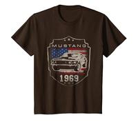 Ford Mustang 1969 Flag T-Shirt, Enfant, Marron, 8 Ans