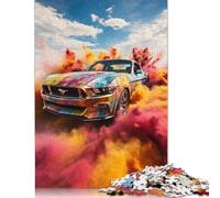 Ford Mustang Color Pop Puzzles 1000 Pièces Cadeau Unique Jeu Éducatif Défi Jouet À De Qualité Supérieure Peinture Art pour Adultes Et Enfants À Partir De 14 Ans 1000pcs (75x50cm)