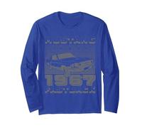 Ford Mustang Fastback Patriotic Stars and Stripes 1967 Manche Longue, Unisexe pour Adultes, Bleu Royal, XL