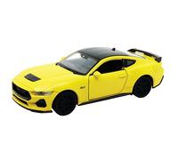 Ford Mustang GT 2024 12cm moteur rétractable modèle de voiture en métal modèle de voiture jouet 87 (jaune-métallique)